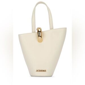 Jacquemus white le petit bambola bag with Gold Accent